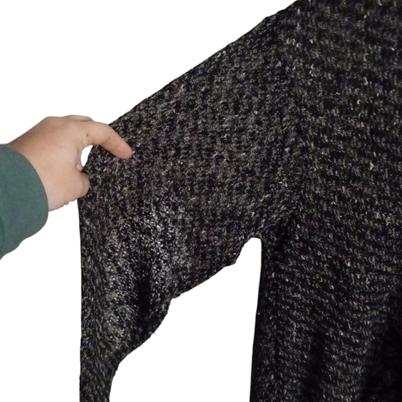 Alembika Black & Gray Oversized Open Knit Drop Shoulder Sweater Size XL - Picture 4 of 9